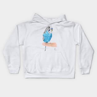 Pretty Blue Parakeet Budgie Kids Hoodie